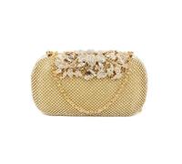 Jfy Crystal Clasp Double Side Diamante Clutch Bag In Gold Gold