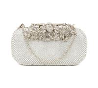 Jfy Crystal Clasp Double Side Diamante Clutch Bag In Silver Silver