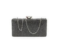 JFY Crystal Push Lock Clasp Double-Side Diamante Bag (Black)