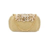 JFY Crystal Push Lock Clasp Double Side Diamante Clutch Bag (Gold)