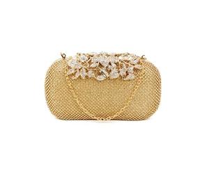 JFY Crystal Push Lock Clasp Double Side Diamante Clutch Bag (Rose Gold)