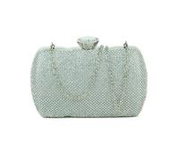 JFY Crystal Push Lock Clasp Single Side Diamante Bag (Silver)
