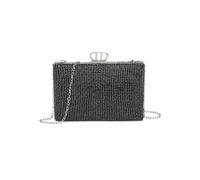 Jfy D Shaped Clasp Double-Side Diamante Bag In Black Black