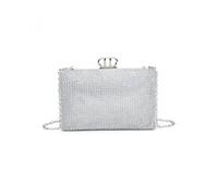 Jfy D Shaped Clasp Double-Side Diamante Bag In Silver Silver
