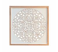 JFY Designs | Emile Solid Wood Wall Hanging Medallion | Wooden Handcrafted Wall Art | Floral Farmhouse Wall Decor for Your Office or Home | Square 24X24 | White