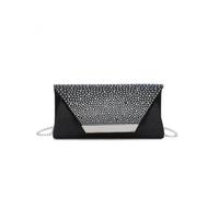 Jfy Diamante On The Flap Over Cover Glitter Clutch Bag In Black Black