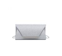 Jfy Diamante On The Flap Over Cover Glitter Clutch Bag In Silver Silver One Size