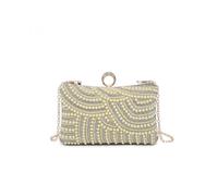 Jfy Diamante On The Front Single Side Pearl Bag In Gold Gold