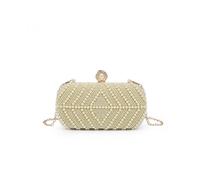 Jfy Diamante On The Front Single Side Pearl Bag In Gold Gold One Size