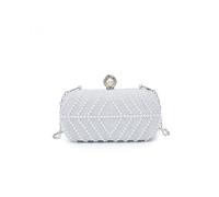 Jfy Diamante On The Front Single Side Pearl Bag In Silver Silver One Size