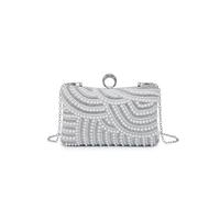JFY Diamante On The Front Single Side Pearl Bag (Silver)