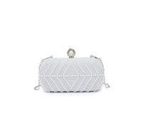 JFY Diamante On The Front Single Side Pearl Bag (Silver)