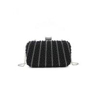 Jfy Diamante Single Side Pearl Bag In Black Black
