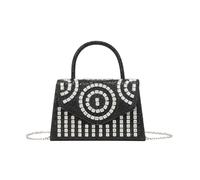 Jfy Diamantes Embedded Circle Pattern Single Side Diamante Clutch Bag In Black Black