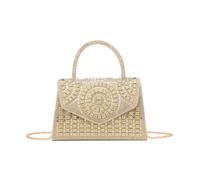 Jfy Diamantes Embedded Circle Pattern Single Side Diamante Clutch Bag In Gold Gold