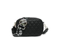 JFY Double Top Zipped Sections Canvas Strap Cross Body Bag (Black)