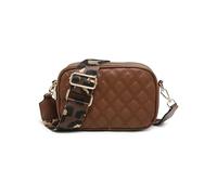 JFY Double Top Zipped Sections Canvas Strap Cross Body Bag (Dark Brown)