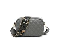 JFY Double Top Zipped Sections Canvas Strap Cross Body Bag (Dark Grey)