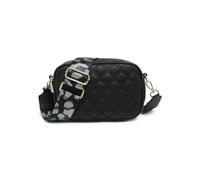 Jfy Double Top Zipped Sections Canvas Strap Cross Body Bag In Black Black