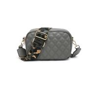 Jfy Double Top Zipped Sections Canvas Strap Cross Body Bag In Dark Grey Dark Grey