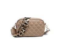 JFY Double Top Zipped Sections Canvas Strap Cross Body Bag (Khaki)