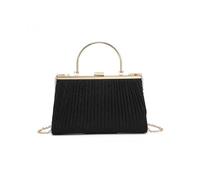 Jfy Elegant Pleated Clutch Evening Bag With Metal Handle In Black Black