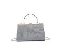 Jfy Elegant Pleated Clutch Evening Bag With Metal Handle In Grey Grey