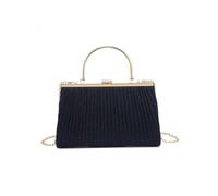 Jfy Elegant Pleated Clutch Evening Bag With Metal Handle In Navy Navy One Size