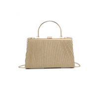 Jfy Elegant Pleated Clutch Evening Bag With Metal Handle In Rose Gold Rose Gold One Size