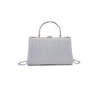 Jfy Elegant Pleated Clutch Evening Bag With Metal Handle In Silver Silver One Size