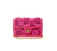 JFY Faux Fur Flap With Metal Twist Clasp Cross Body Bag (Fuchsia)