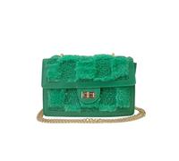 JFY Faux Fur Flap With Metal Twist Clasp Cross Body Bag (Green)
