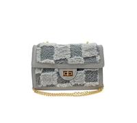 JFY Faux Fur Flap With Metal Twist Clasp Cross Body Bag (Grey)