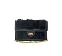 Jfy Faux Fur Flap With Metal Twist Clasp Cross Body Bag In Black Black One Size