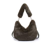 Jfy Faux Fur Fluffy Handle Shoulder Bag In Green Green