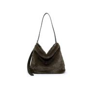 JFY Faux Fur Top Zip Closure Shoulder Bag (Green)