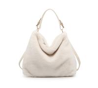 Jfy Faux Fur Top Zip Closure Shoulder Bag In Beige Beige