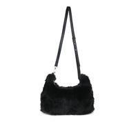 JFY Faux Fur Zip Top Closure Cross Body Bag (Black)