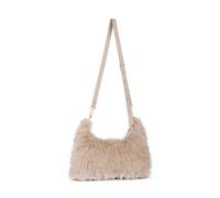 Jfy Faux Fur Zip Top Closure Cross Body Bag In Khaki Khaki