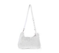 Jfy Faux Fur Zip Top Closure Cross Body Bag In White White