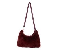 Jfy Faux Fur Zip Top Closure Cross Body Bag In Wine Wine