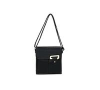 JFY Flap Double Zip Top Sections Cross Body Bag (Black)