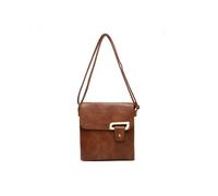 Jfy Flap Double Zip Top Sections Cross Body Bag In Dark Brown Dark Brown