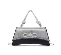 JFY Flap Knot Unique Shape Single Side Diamante Bag (Black)