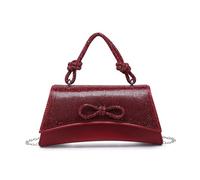 JFY Flap Knot Unique Shape Single Side Diamante Bag (Burgundy)