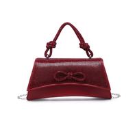 Jfy Flap Knot Unique Shape Single Side Diamante Bag In Burgundy Burgundy One Size