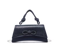 JFY Flap Knot Unique Shape Single Side Diamante Bag (Navy)