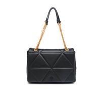 Jfy Flap Metal Chain Handle Shoulder Bag In Black Black