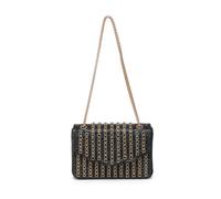 Jfy Flap Over Lid Zip Top Closure Double Side Diamante Bag In Black Black