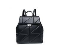 Jfy Flap Quilted Pattern Twist Metal Lock Backpack In Black Black